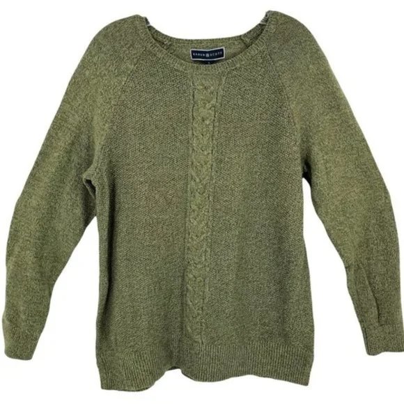 Karen Scott Green Cable Knit Sweater NWT Sz Large - Picture 6 of 9